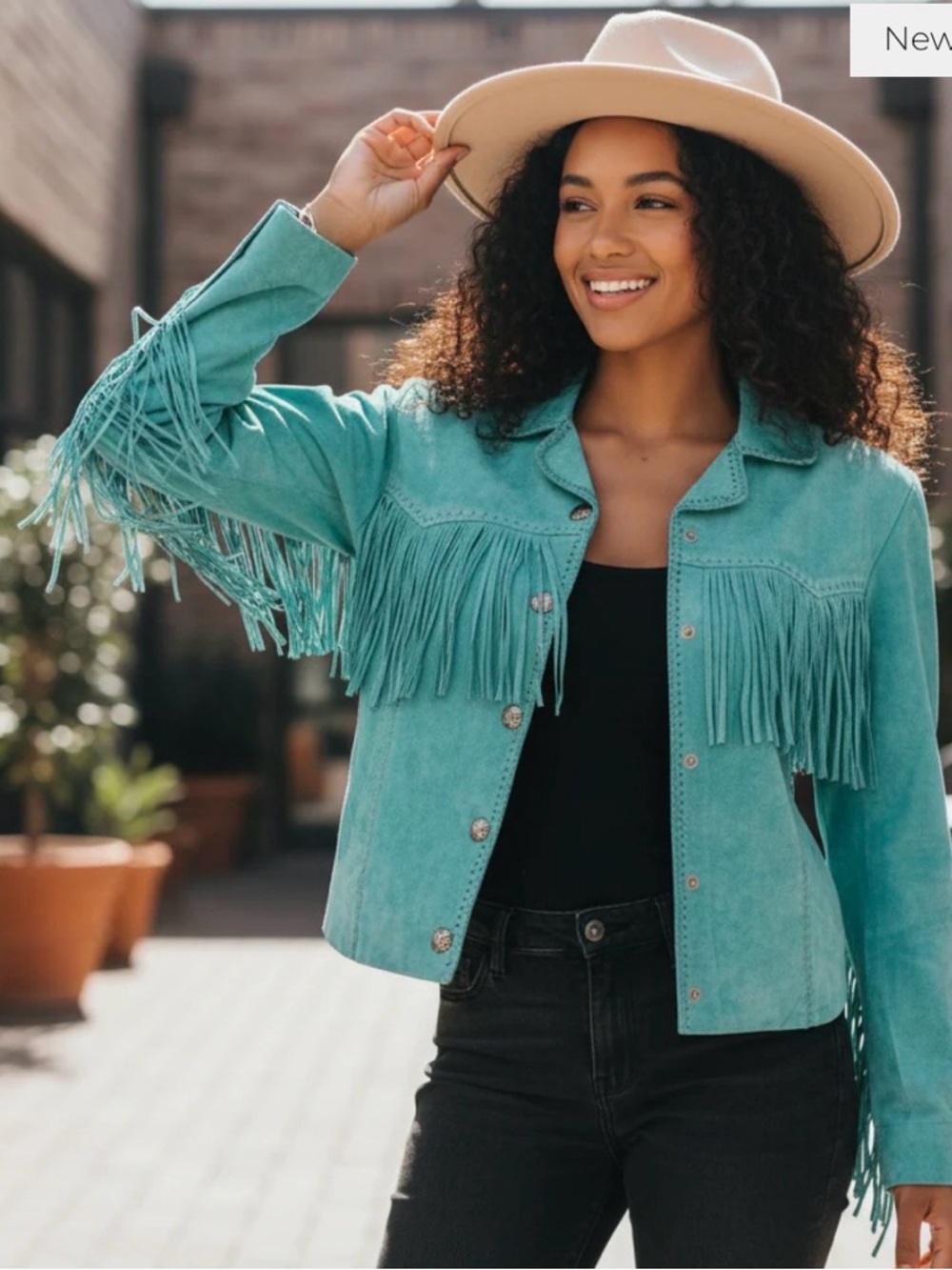 Scully Teal Suede Leather Fringe Western Jacket - Picture 16 of 16